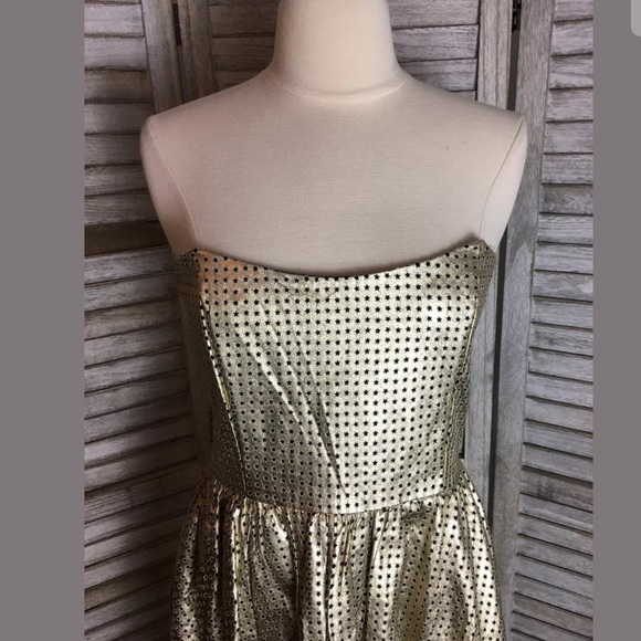 Gold Star Print Mini Dress Sz L Nwt flaw - Picture 2 of 7